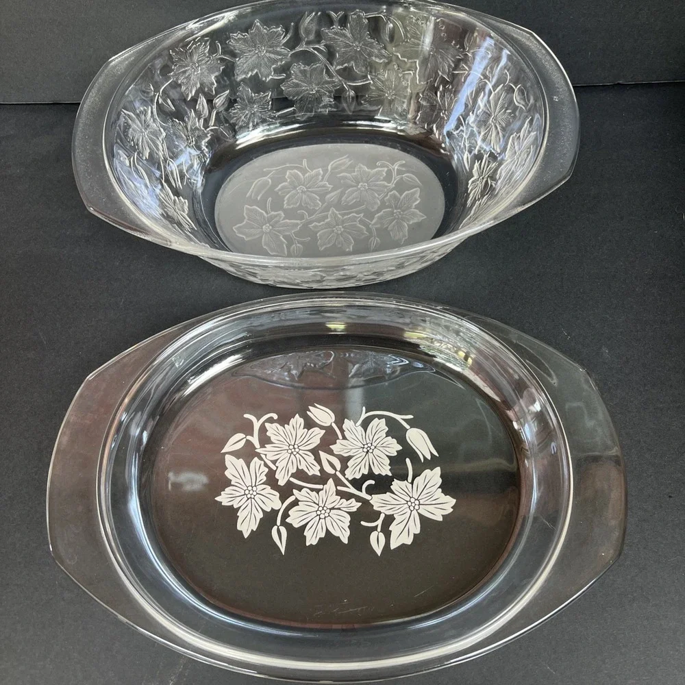 VTG Princess House Fantasia 3 Quart Oval Covered Casserole With Floral Decal Lid
